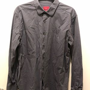 Men’s Grey and White Dot Dress Shirt